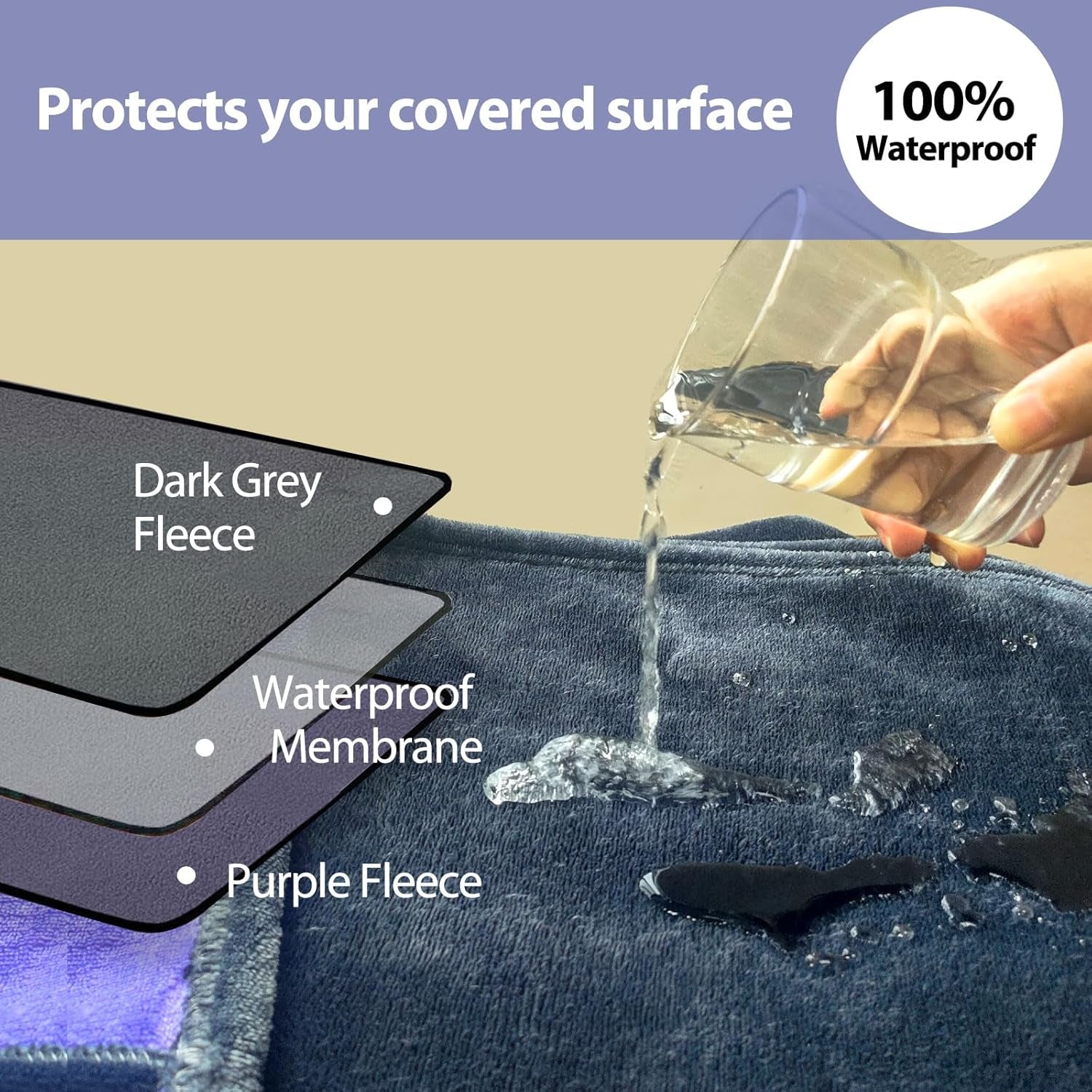 Queen Size Waterproof and Stain-Resistant Couples Blanket, 80" x 60"
